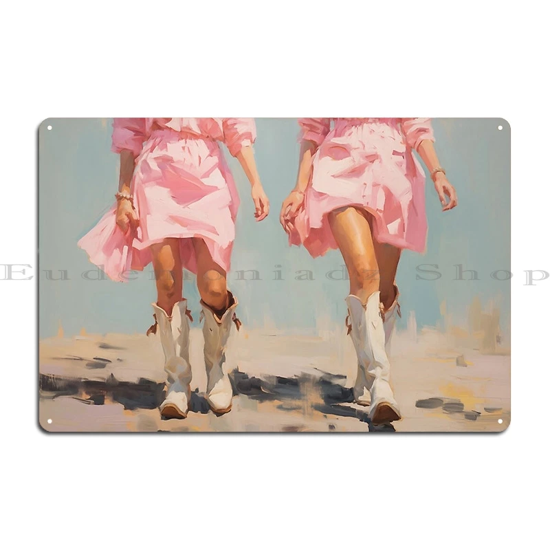 Rodeo Cowgirl In Riding A Horse We Borrow Freedom Spirit of the Wild West Graffiti style Metal Party Designing Tin Sign Poster