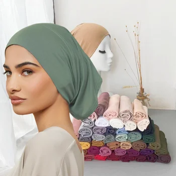 56 couleurs mode femmes intérieur Hijab Tube casquette musul...