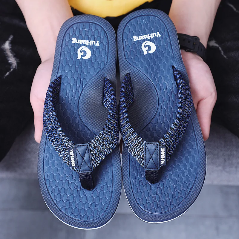 

Fashion Blue Flip Flops Mens Shoes Flat Non-Slip Bathroom Slippers Men Summer Comfortable Indoor Slippers Man chanclas de hombre