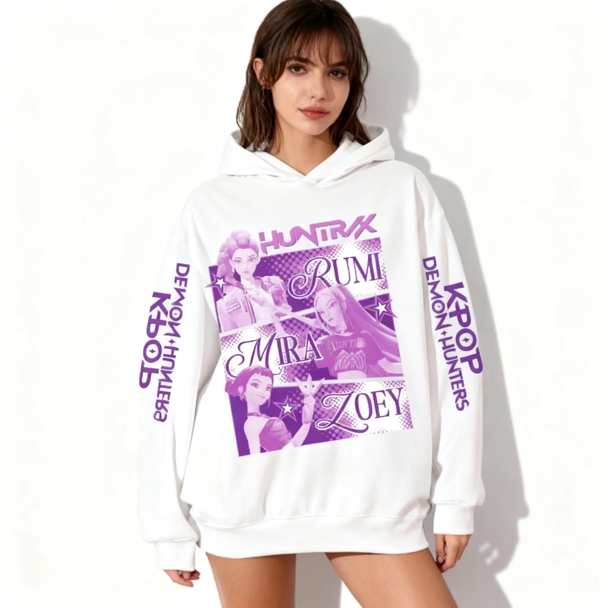 

Autumn and Winter Zipper Hoodie Sweet Cool Witch Hunting Team Tiger Korean American Street Oversized Women's and Girls' Jacket