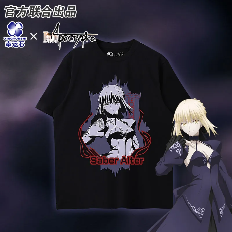 Fate Stay Night Heaven's Feel t-shirts Saber Alter Anime products FGO FSN cartoon characters Short sleeve clothes