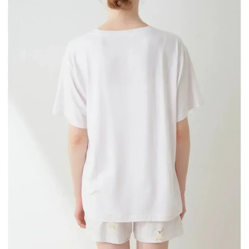 2024 Summer Home Fury Set Cute Dog Simple Short Sleeved T-shirt Women's Shorts Two Piece Set Can Be Worn As Pajamas
