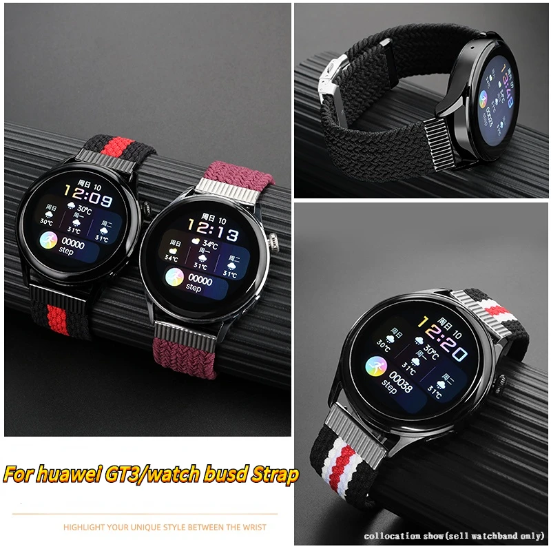 Correa de repuesto para reloj inteligente Huawei GT3/3pro watch 3 GT2, correa de nailon trenzado para Samsung