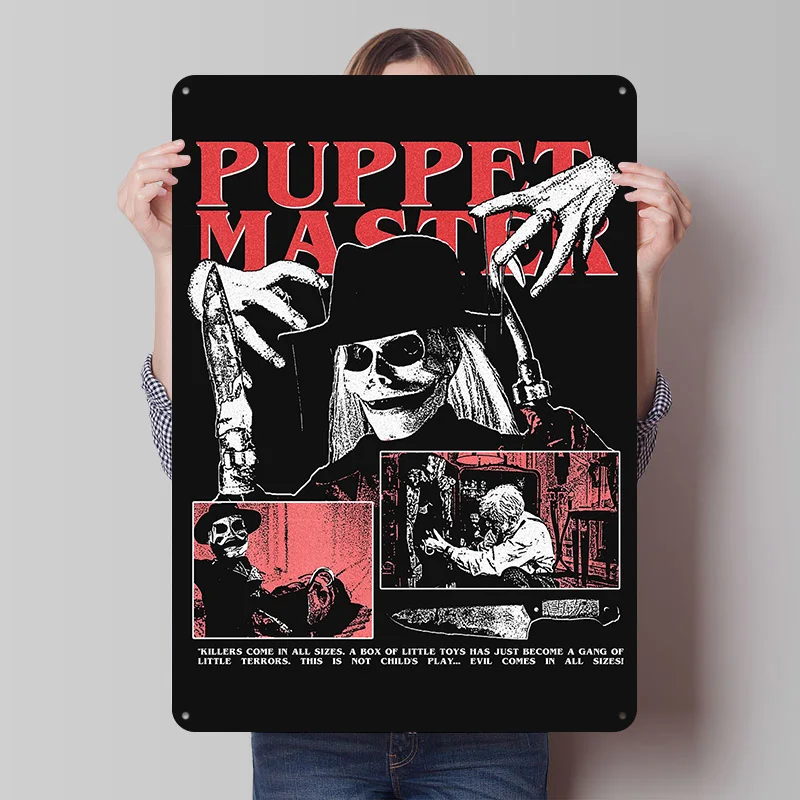 Puppet Horror 80s Tinplate Posters Customizable Wall Art Retro Vintage Metal Signs for Home Room Custom Plate Gamer Decoration