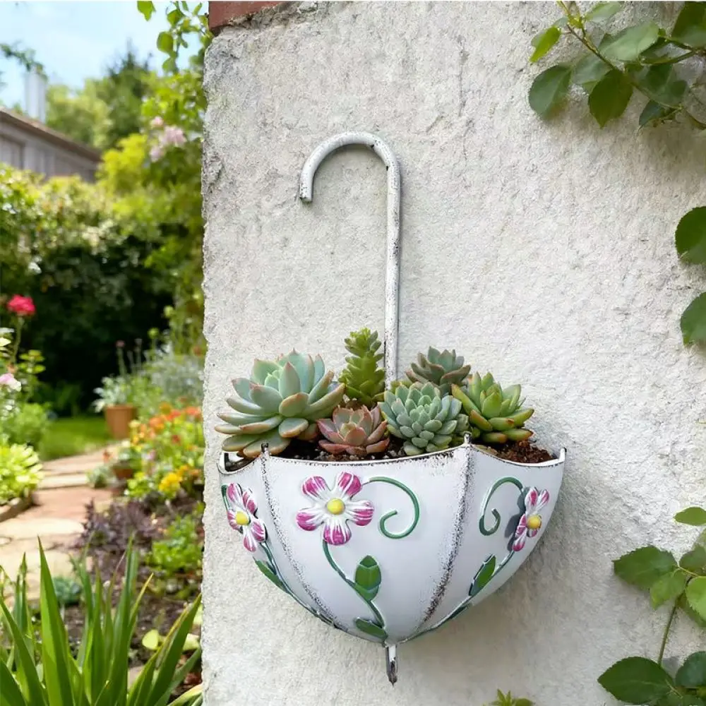 Creative Umbrella Shaped Iron Succulent Pot Garden Decorative Planter Metal Container For Outdoor Patio Balcony Ornament