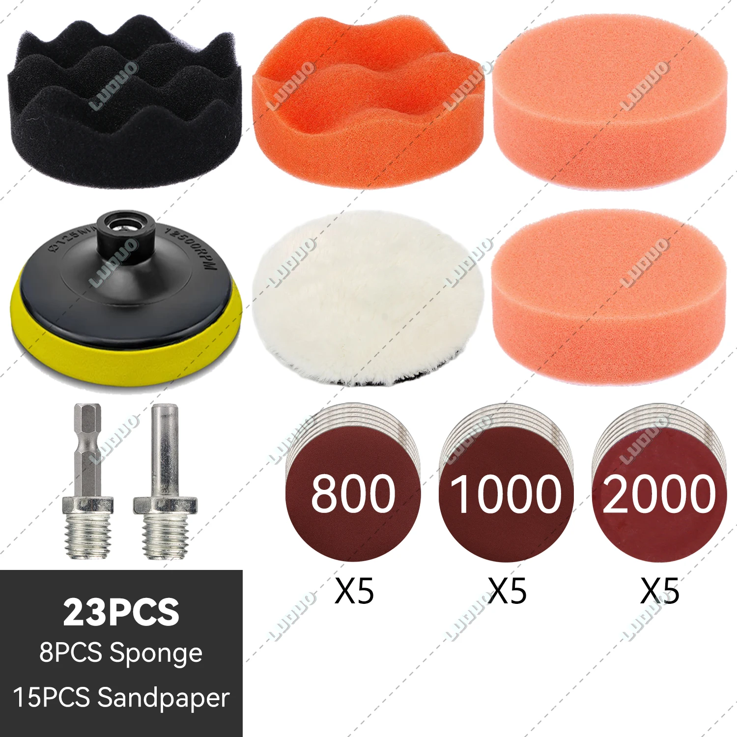 3/4/5/6 inch Auto Detaillering Polijsten Buffing Spons Wol Pad Koplamp Restauratie Schuurpapier Voor Schuren Waxen schoonmaken Wassen