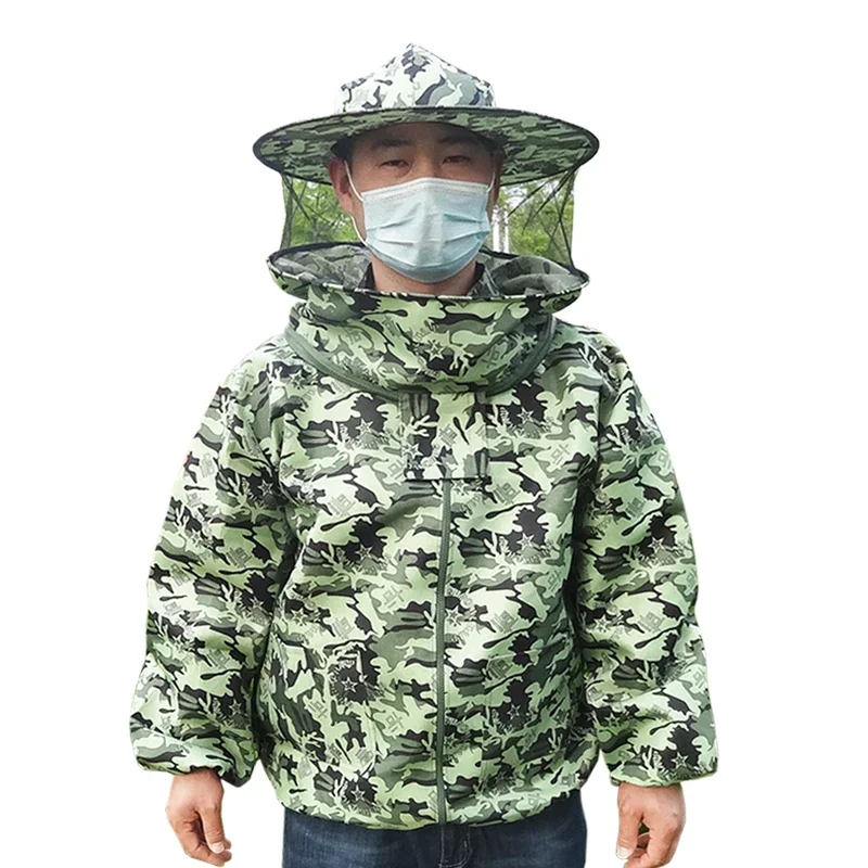 Foldable Beekeeping Suit Jacket Veil Set Double Zippered Beekeeping Protective Suit anti-bee Beekeeper Clothing with Hat