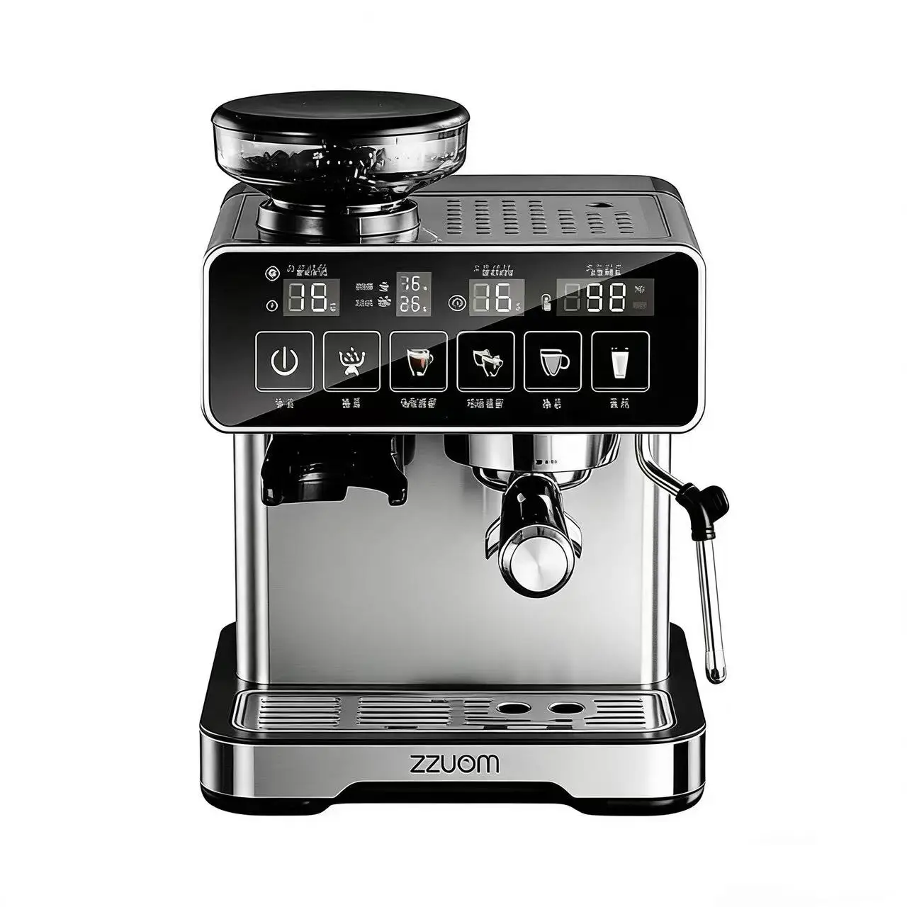 Electric Fully Automatic Espresso Machine Steam Milk Frother Smart Color Screen Integrated Grinder Touch Control
