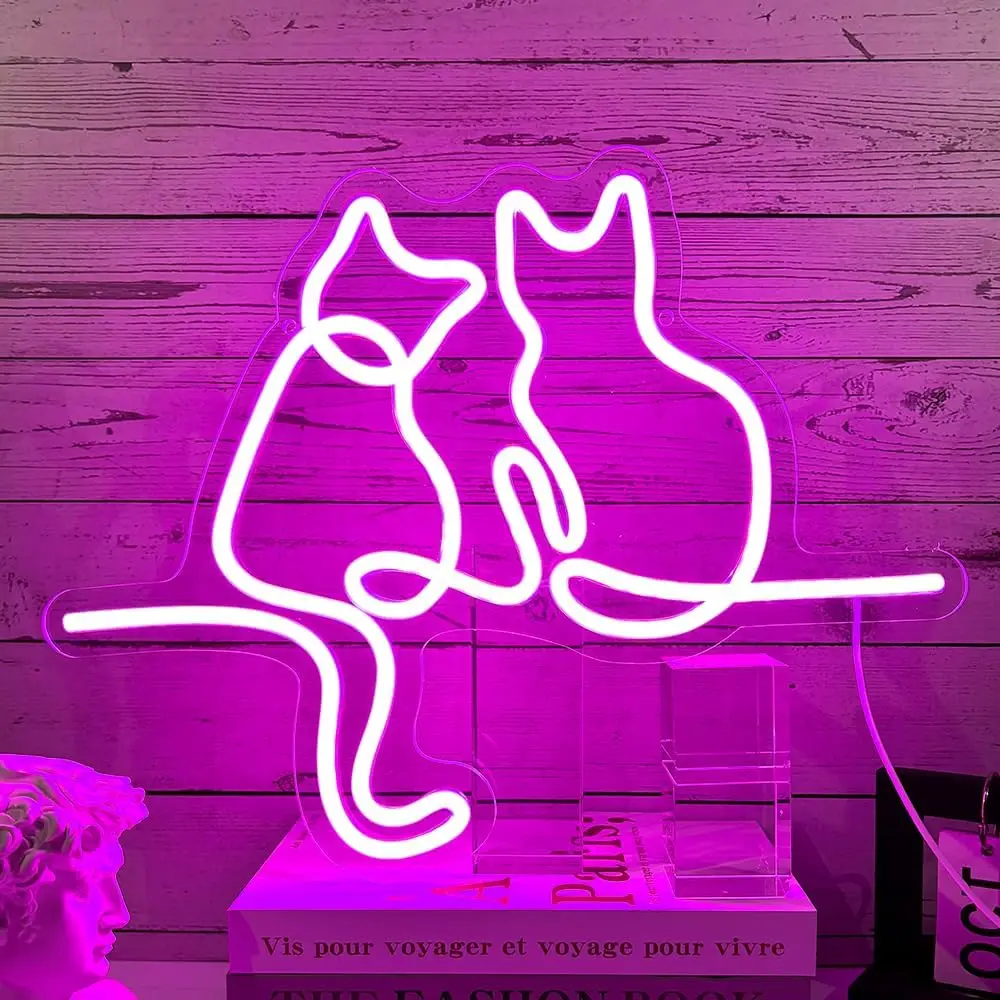 

Two Cat Neon Light Sign Dimmable LED Neon Sign For Wall Decor Party Shop Club Bar Game Room Wedding Decor Birthday Art Gift