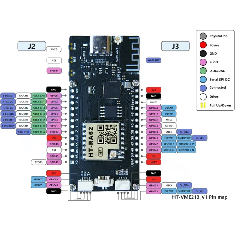 Heltec Vision Master E213 ESP32S3 + SX1262 E-Ink LoRa Node pantalla de 2,13 "placa de desarrollo IoT para Arduino Mashtastic