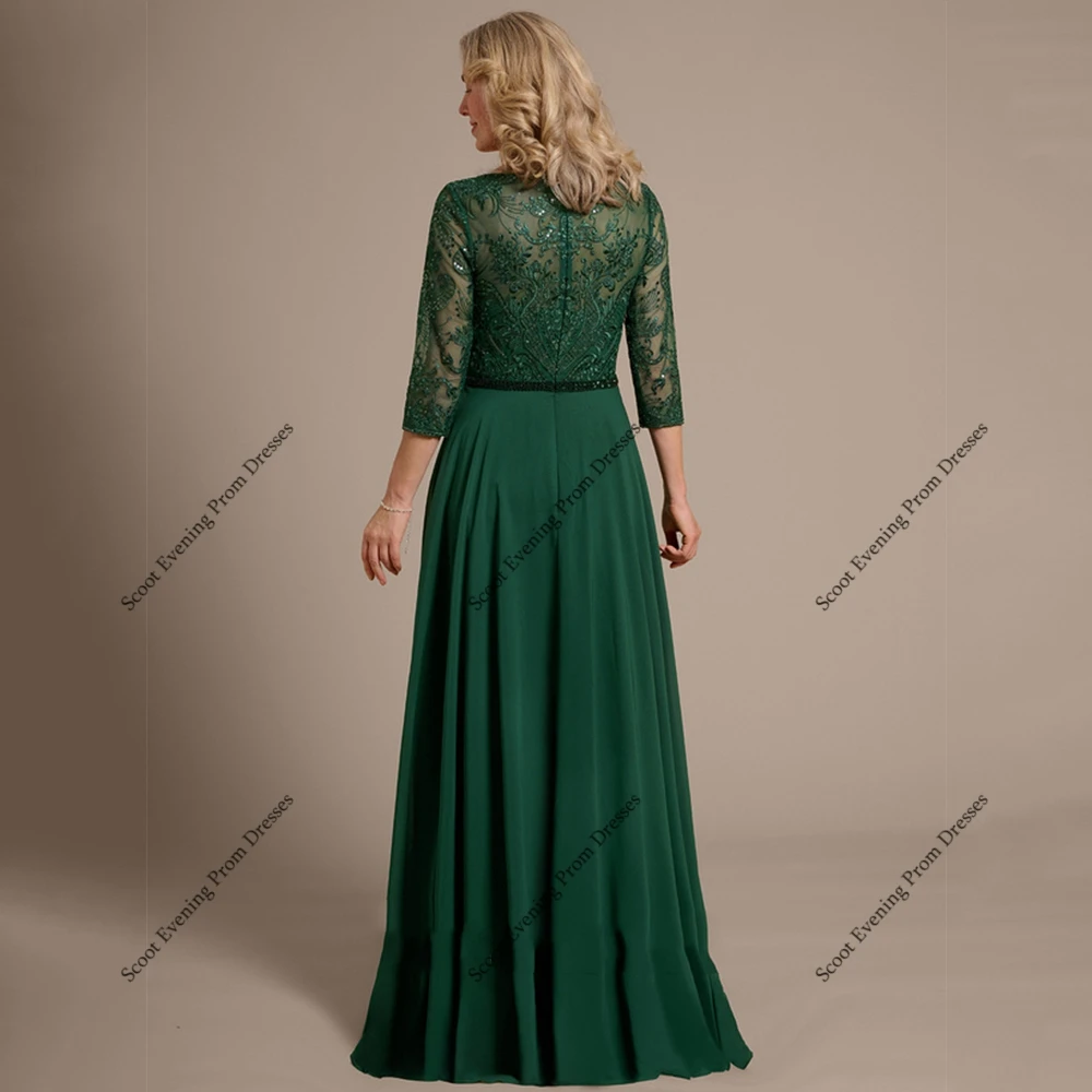 Зеленые платья для матери невесты без бретелек с кружевными рукавами 3/4, свадебные платья для женщин, новинка лета 2025, Robe De Soirée