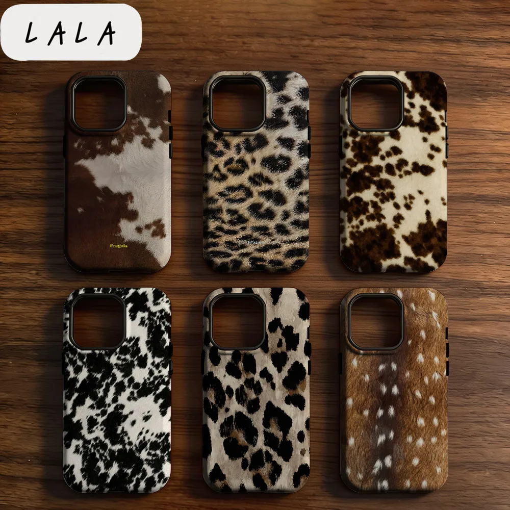 Image of LALA Luxus Tierfell-Muster Handyhülle für iPhone 17 16e 16 15 14 13 12 11 X XS XR XSMAX 7 8 Air Pro Max Plus Doppelschichtig
