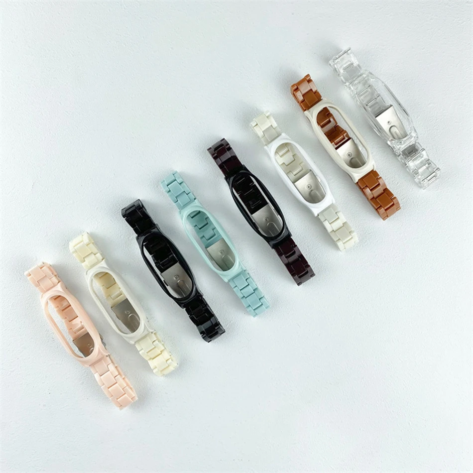 Strap For Xiaomi Mi Band 8 7 Bracelet For Mi Band 5/6/4/3 Watch Band Solid Color INS Resin Acrylic Clear Smartwatch Accessories