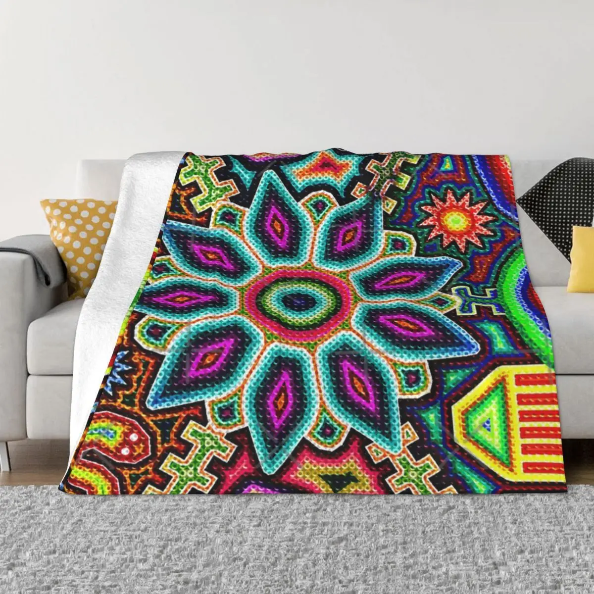 Huichol Art Mexico Anime Blankets Winter Blankets Home And Decoration Throw Blanket