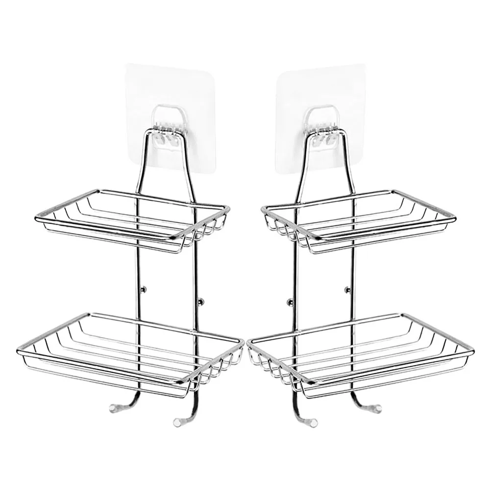 

2Pcs Stainless Steel Soap Dish Wall Mounted Holder for Shower Bathroom Kitchen Storage Rack Detachable Design Easy Clean