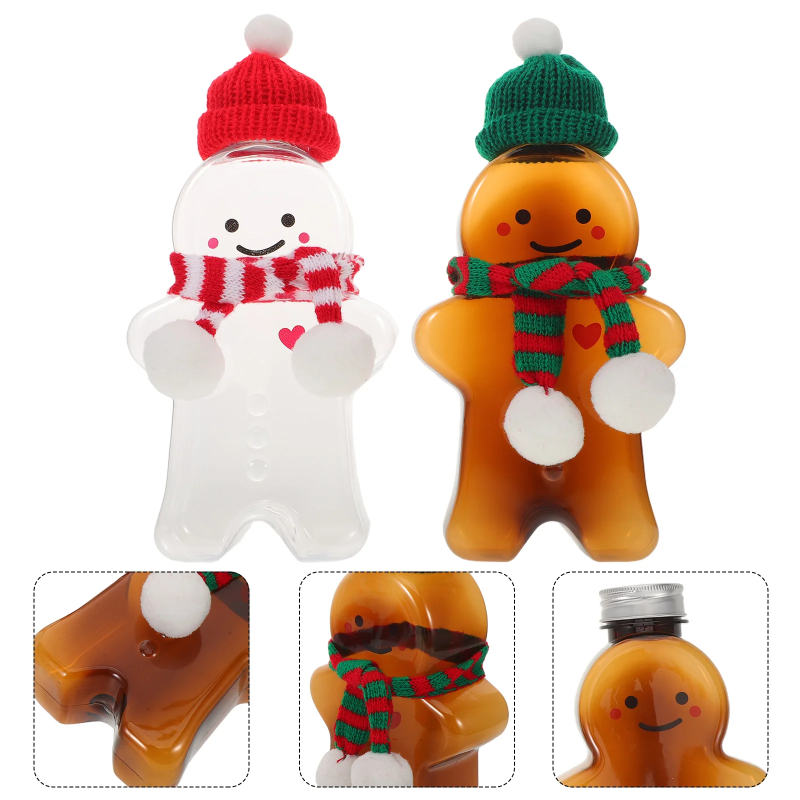 

Gingerbread Man Drink Bottle Candy Jar Christmas Bottles Water with Caps Containers for Drinks