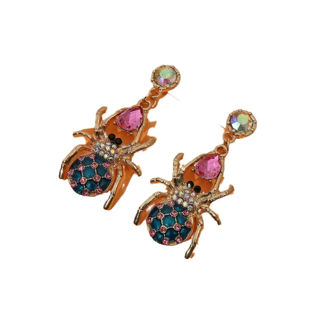 Halloween wish new European and American fashion cross-border jewelry colorful rhinestone spider women earrings earrings
