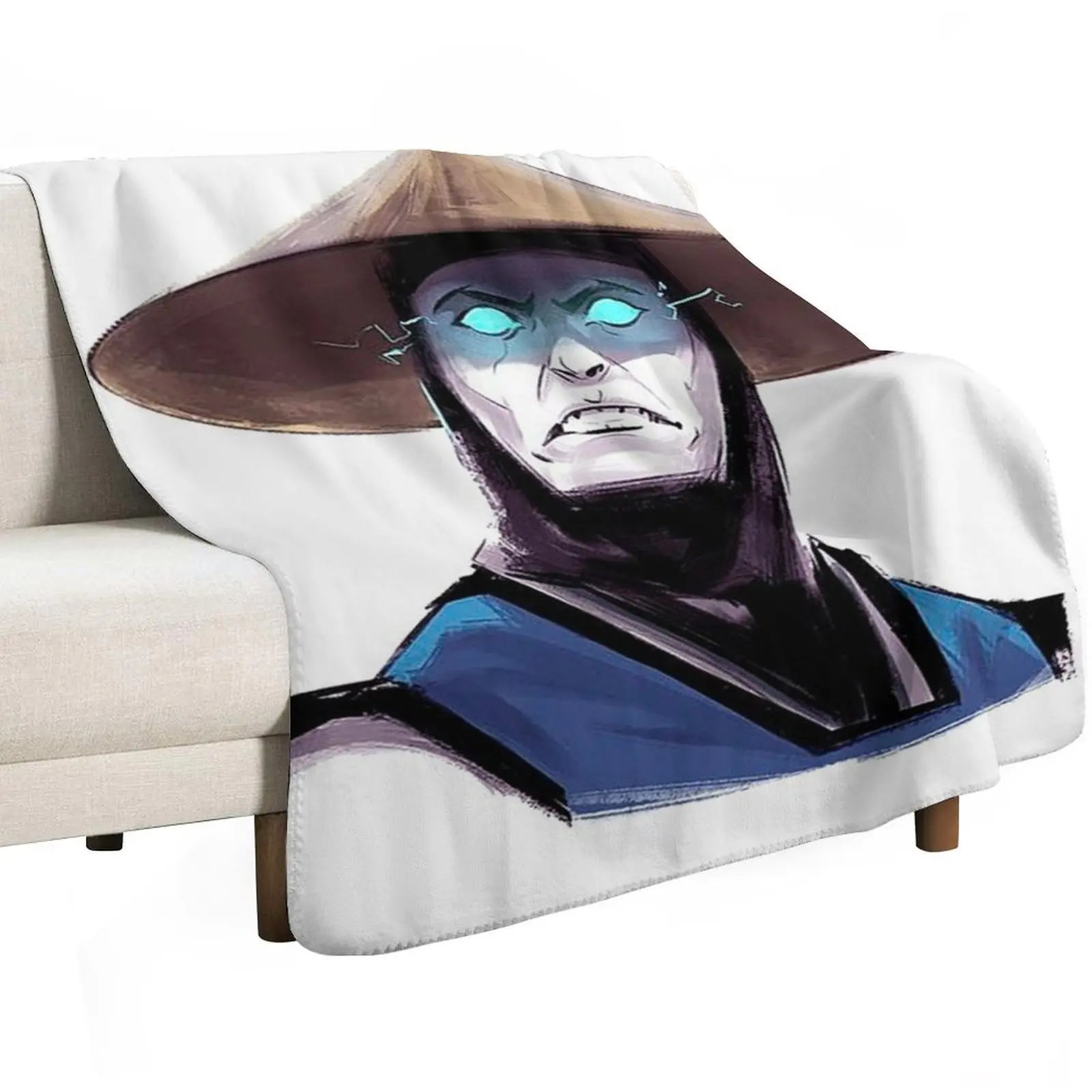 Mortal Kombat Raiden Head Throw Blanket blankets ands funny gift cosplay anime Furrys Stuffeds blankets and throws Blankets