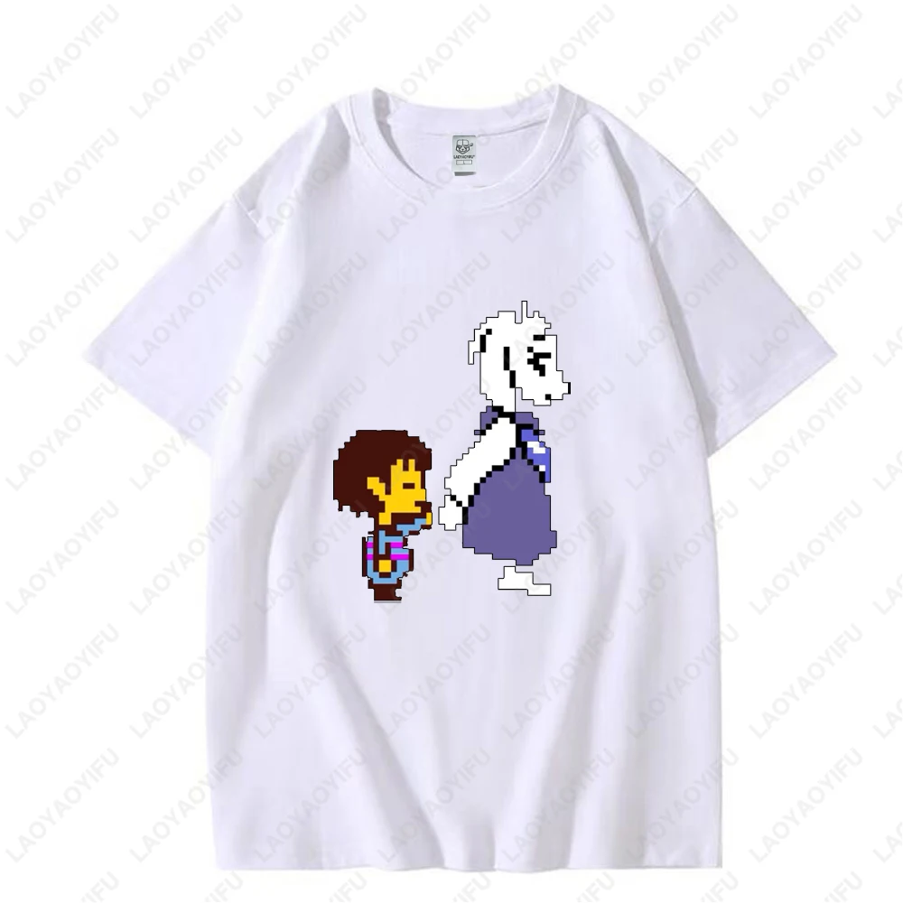 Role Playing Game Undertale Tops Tee Shirt Frisk and Toriel Are Holding Hands Printed T Shirt Tops Unisex High Quality Cotton