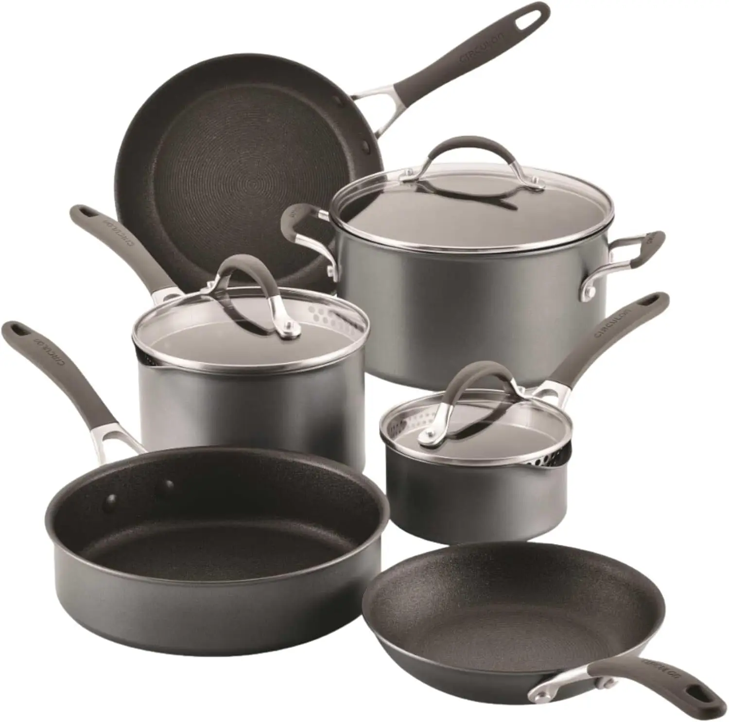 

9-Piece Nonstick Induction Cookware Set with Scratch-Resistant Technology, Graphite Finish