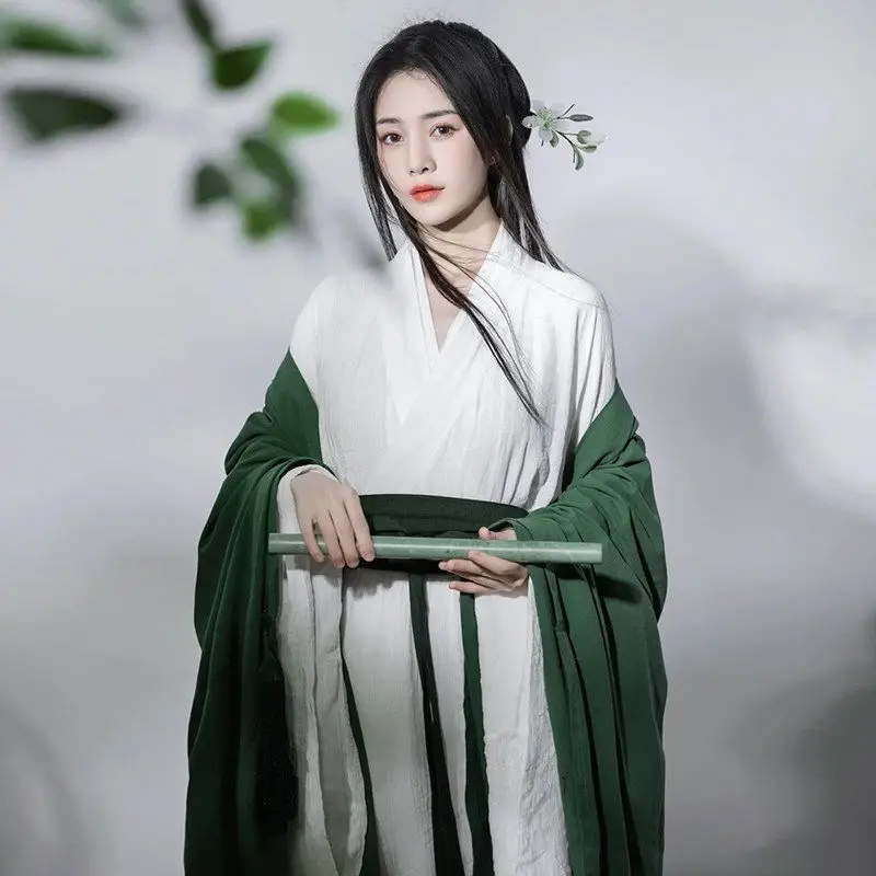 

Large Size 2XL Hanfu Dress Women Chinese Traditional Hanfu Set Female Cosplay Costume Summer Hanfu Green Black White Dress Sets