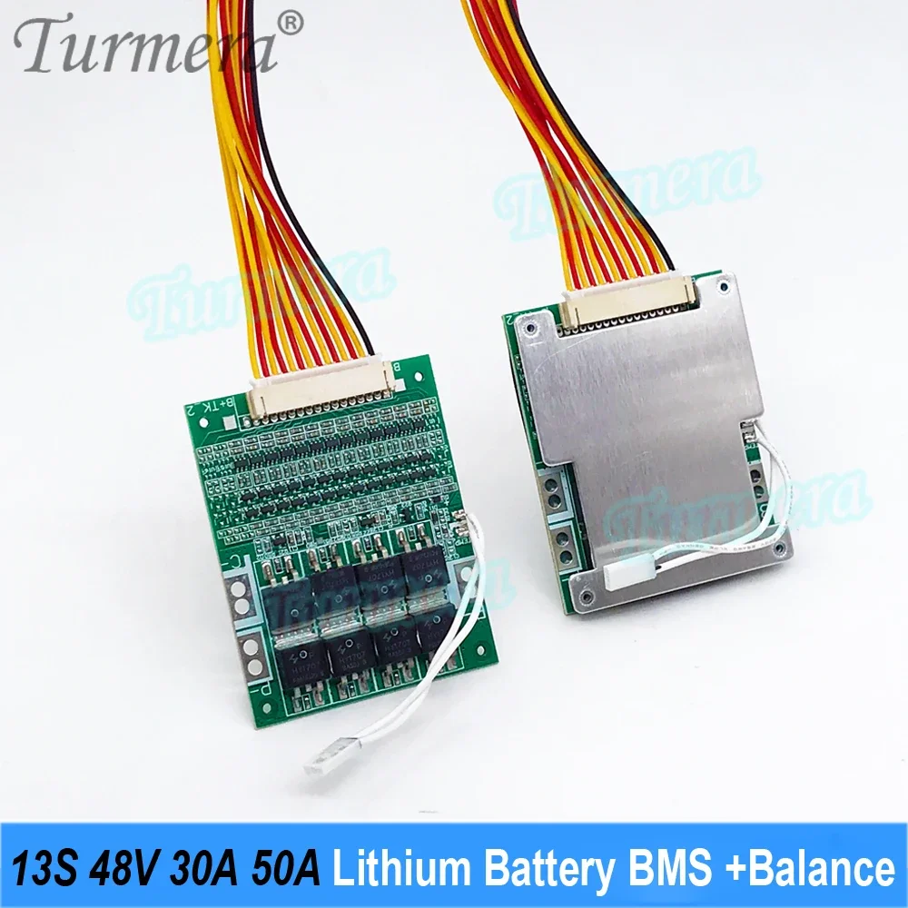 Turmera 48V Silver Fish Battery 13S5P 18650 Bracket with 13S 15A Balance BMS Welding Nickel for 52V Electric Bike Battery Use