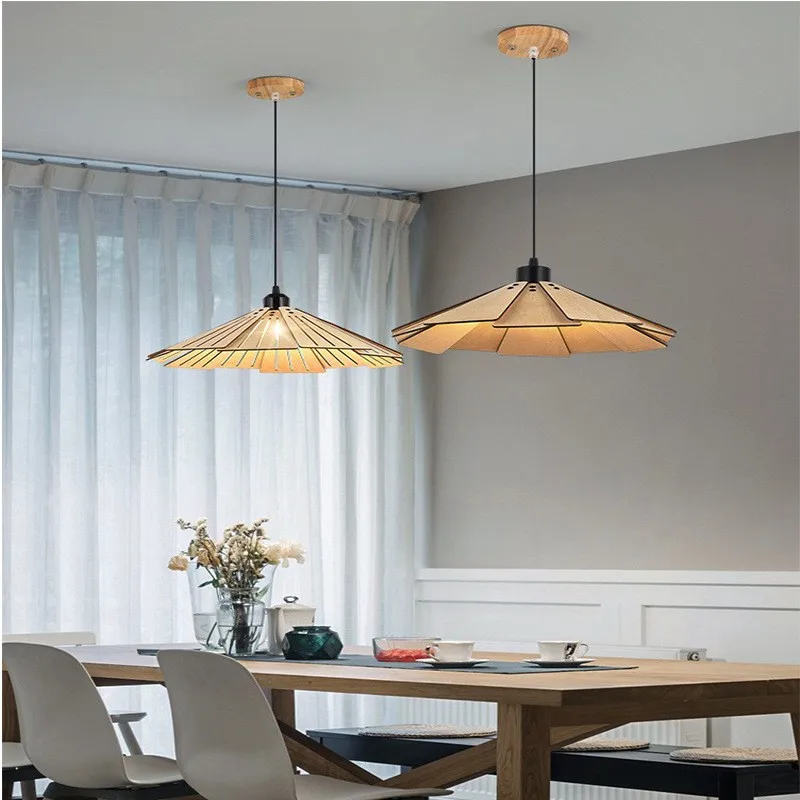 

Nordic LED Chandelier Wooden Pendant Light Ceiling Retro Bedroom Hanging Lamp Light Fixture Lighting Lamps E27 Base AC85-220V