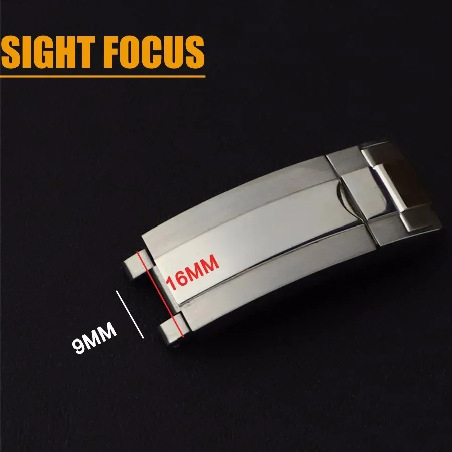 904 Stainless Steel 9mm Watchband Clasp for Rolex DAYTONA SUBMARINER GMT Date-just Yacht-Master Quick Adjust Buckle Gold Silver