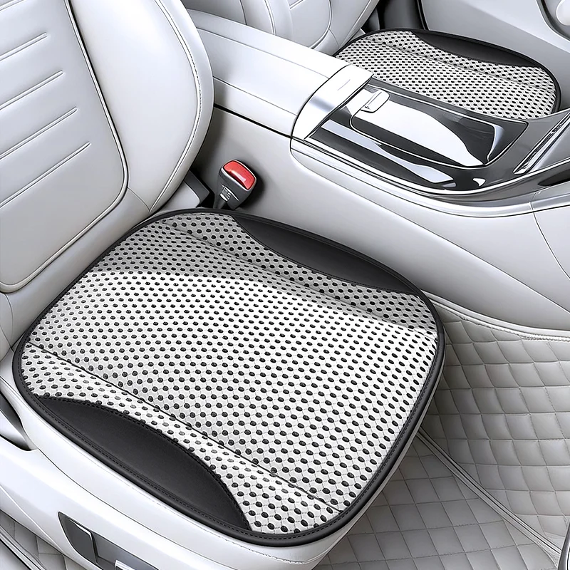 Hollow Mesh Sandwich Mesh Universal Car Seat Cushion Stitched with Premium Nappa Leather Edging Breathable and Comfortable Gifts - view 2