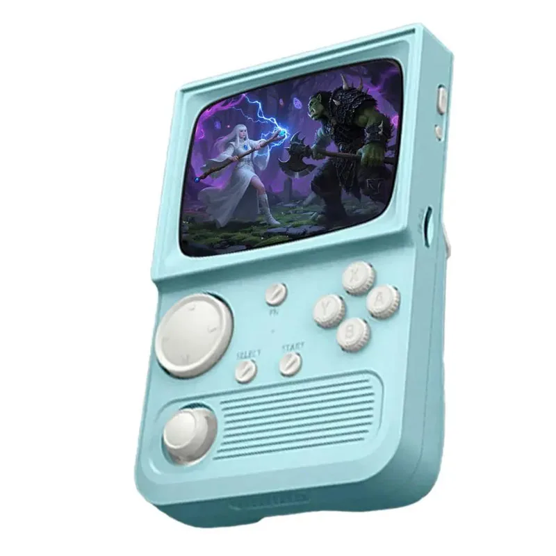 Blue new R36T  Retro Handheld Game Console 3.5 Inch IPS Screen 27+Emulators 18000+ Classic Games Portable Pocket Video Game Cons