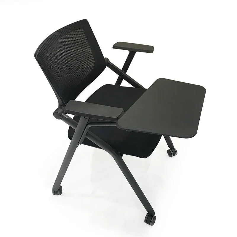 Conference folding training chair with writing board, desk board, integrated wheeled back chair, student office chair, staff