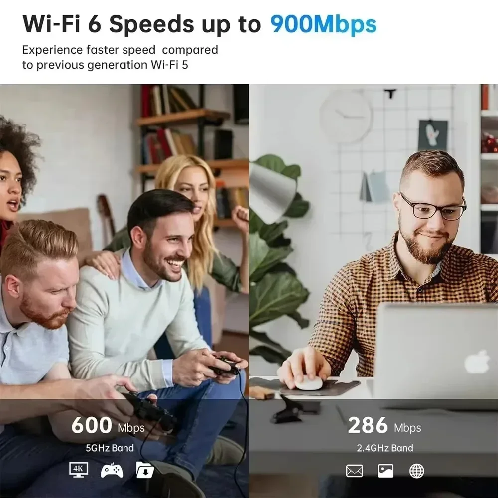 AX900 WiFi 6 ワイヤレス Bluetooth 5.3 WiFi USB アダプタ ネットワーク カード 2.4G & 5GHz Wi-Fi アンテナ Wlan 受信ドライバ無料