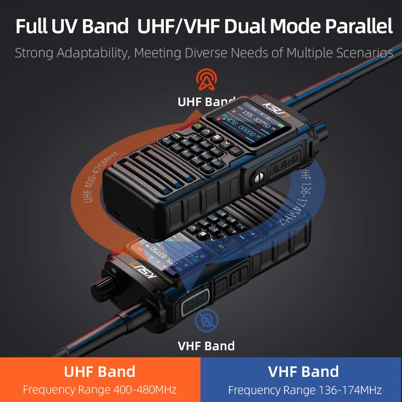 Long Range Professional Walkie Talkie IP67 Waterproof UHF VHF Dual Band Portable Outdoor Industrial Handheld Radio KSUN UV168P