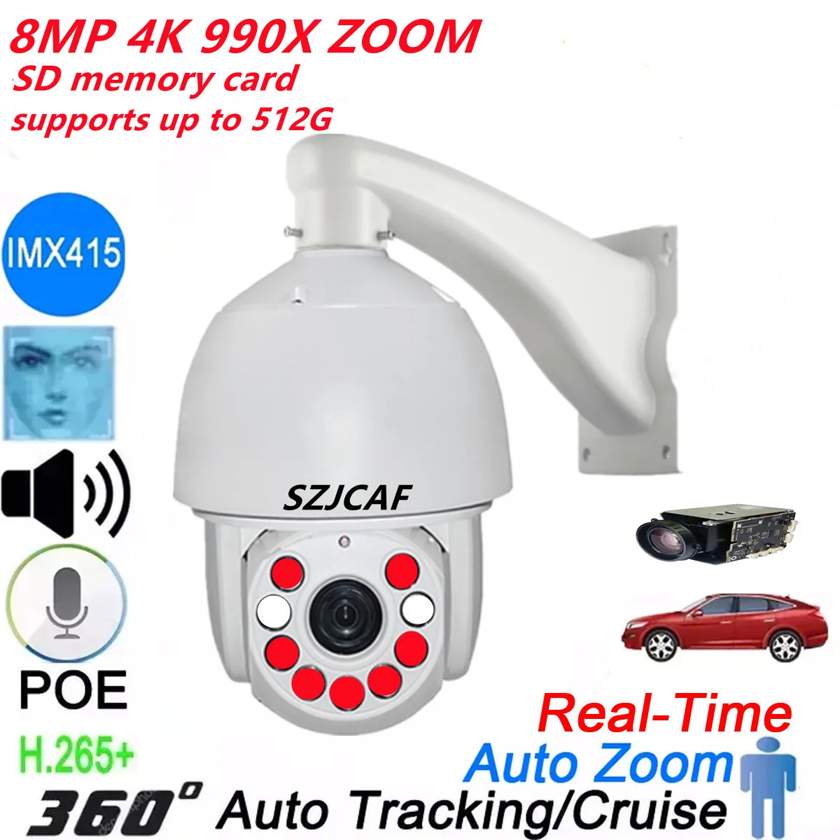 

SZJCAY VideoLink app IR 300m 8MP 4K PTZ IP Camera 30x Optical Zoom Outdoor Human AI Auto Tracking POE Audio Surveillance Camera