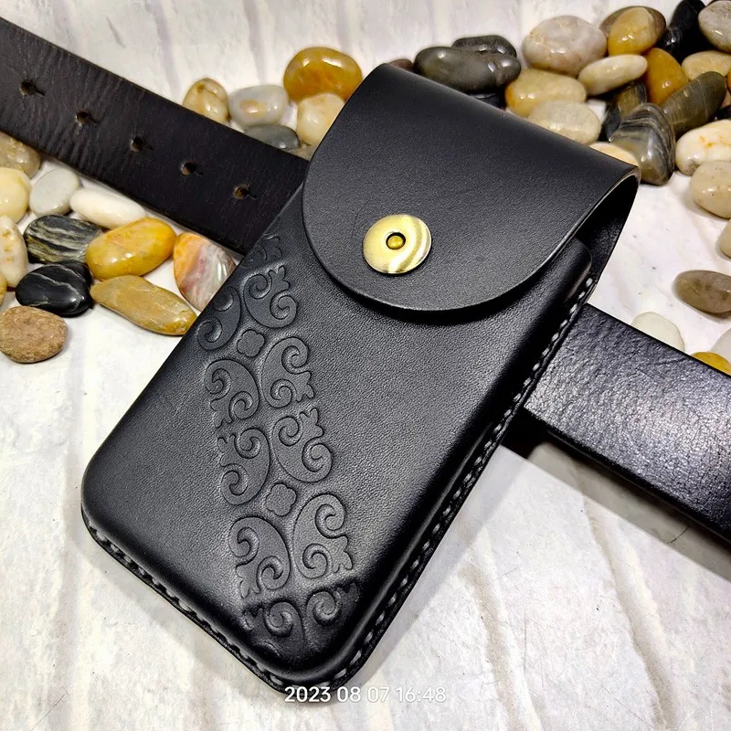 Universal Mobile Phone Waist Bag Hand-made Genuine Leather Phone Sheath Belt Pack DFD