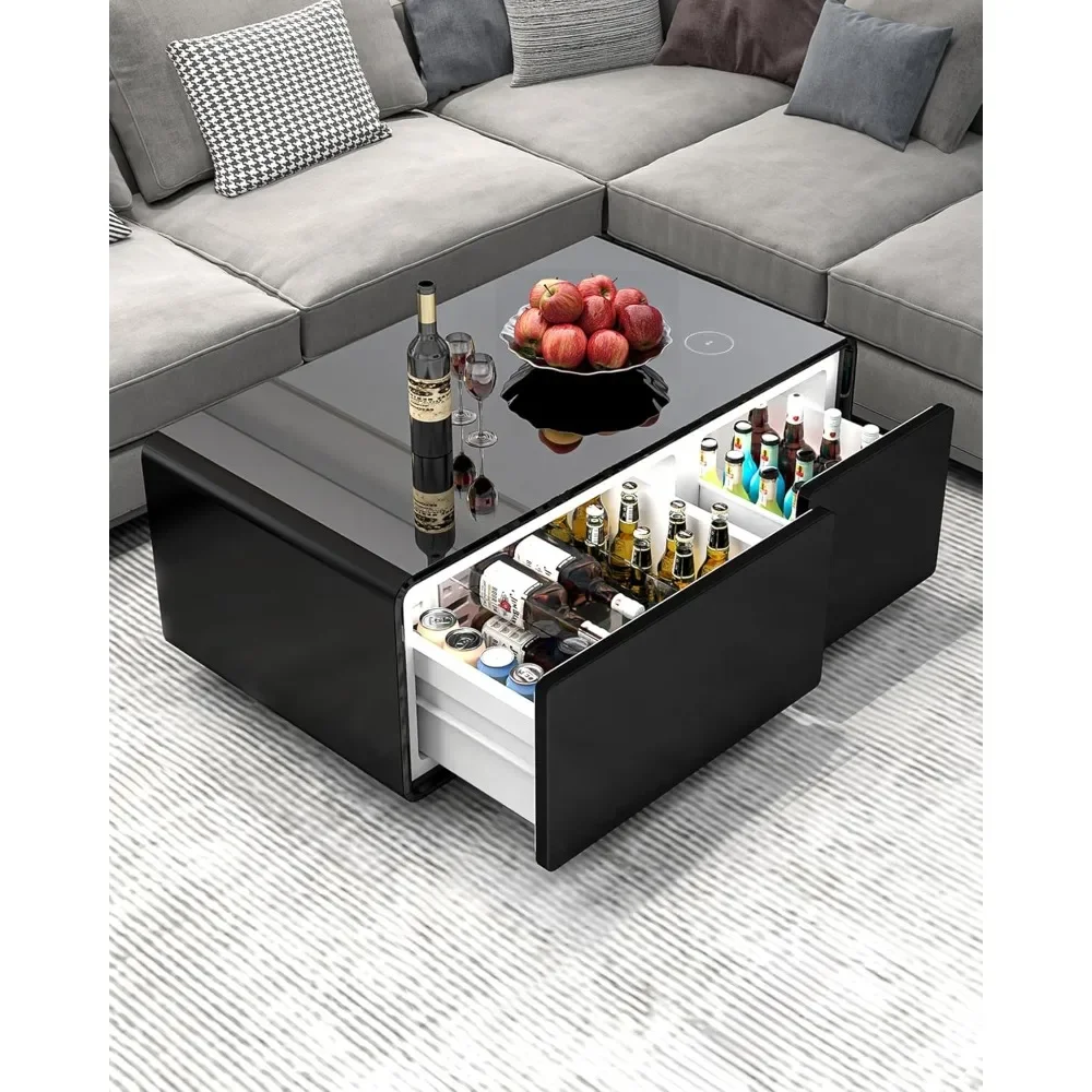 Smart Coffee Table, Living Room Table with Built in Fridge, 23