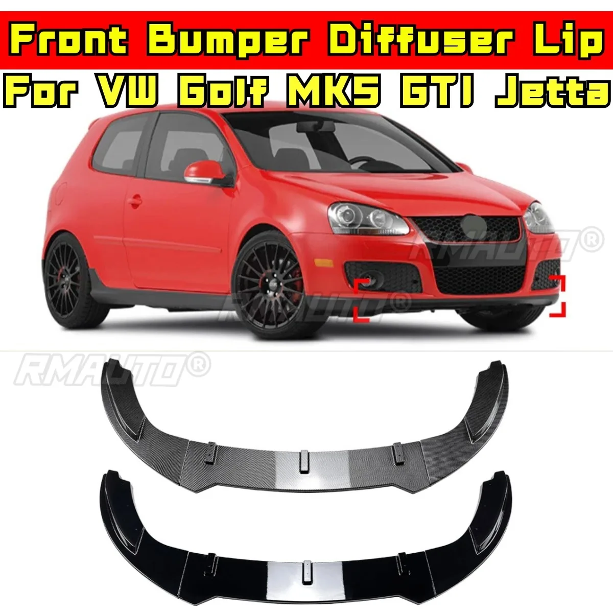 

For VW Golf MK5 GTI Jetta Body Kit Front Bumper Spoiler Front Bumper Splitter Lip Spoiler Protector Cover Apron Car Accessories