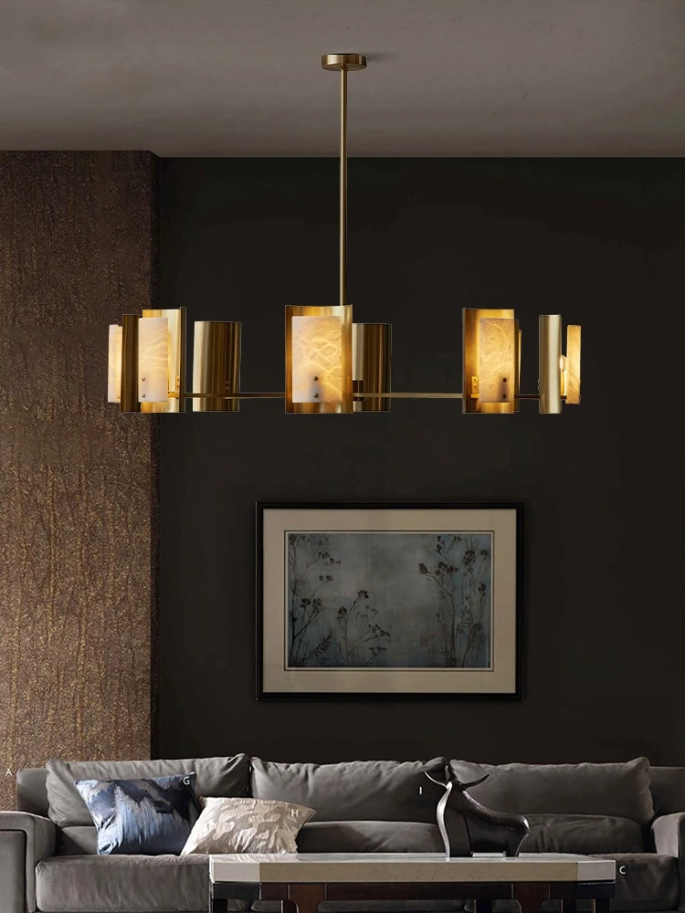 Spanish Alabaster Round Chandelier Led Ceiling Lighting For Entrance Living Dining Room Stairs Bedroom Staircase Ceiling Light