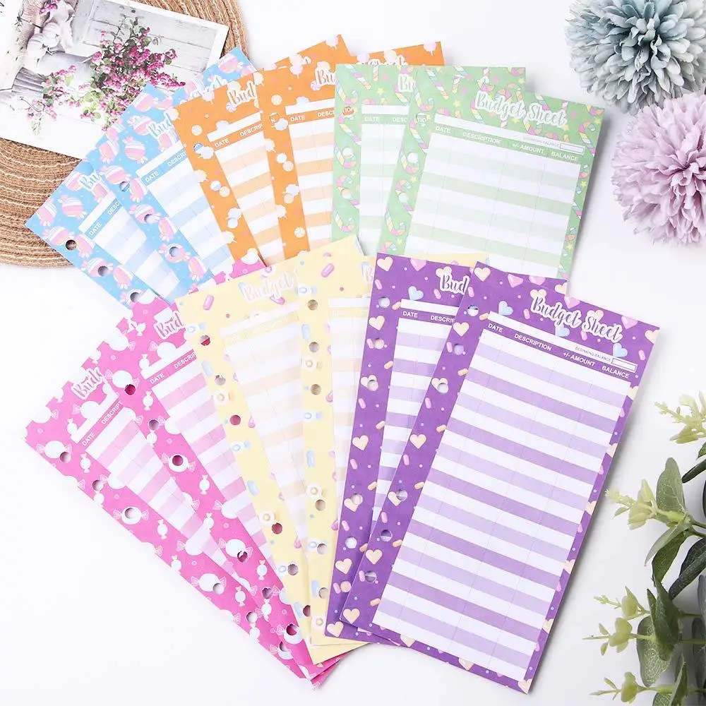 

12pcs A6 6 Holes Binder Budget Sheets Expense Tracker Fit Budget Cash Envelope Binder Budget Wallet For Personal And Business