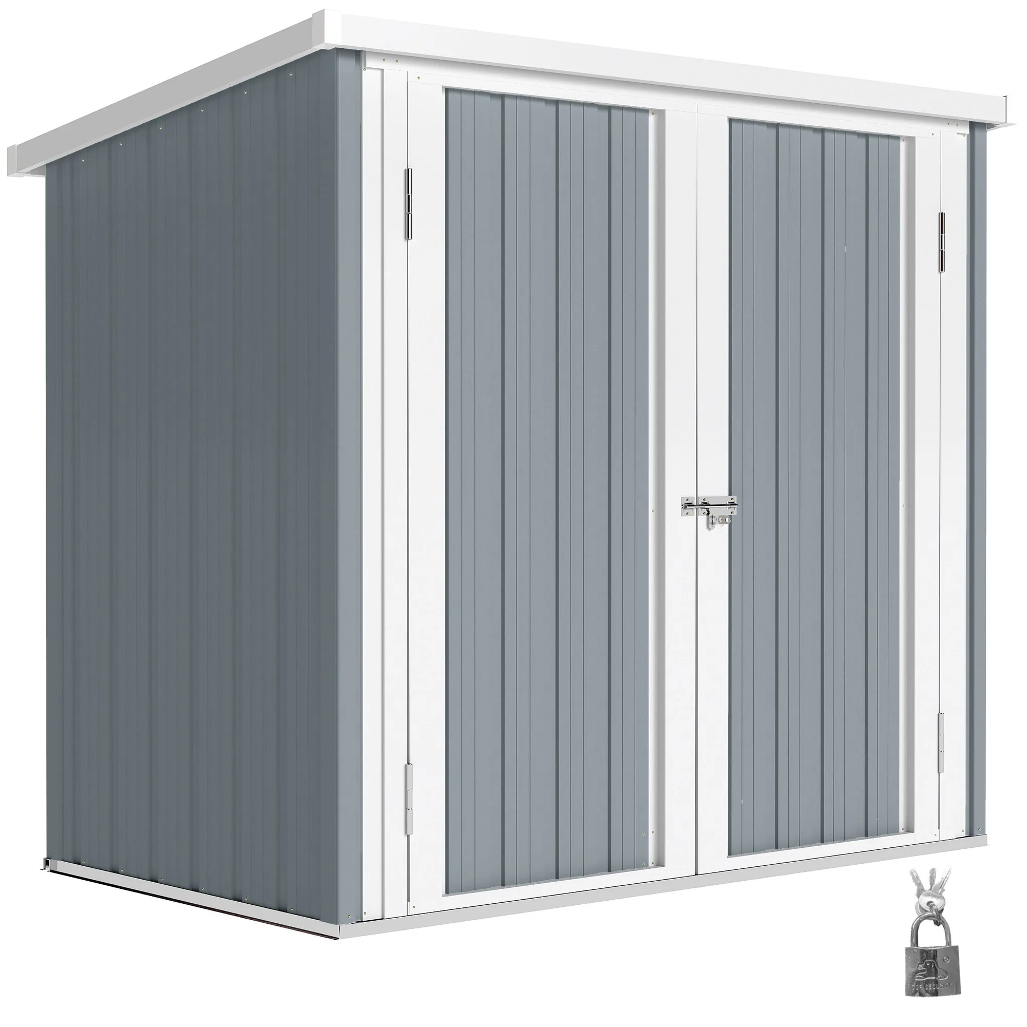 Caseta de jardín Outsunny - Caseta para jardín de 1,09 m² - Cabana para almacenamiento de herramientas con 2 puertas con cerradura - Dim. 147L x 86l x 134H c