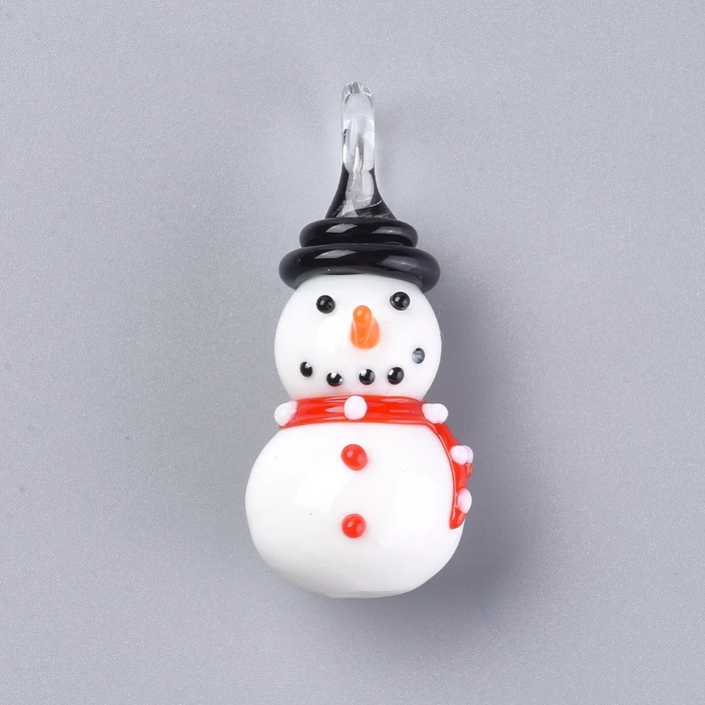 

10pcs 3D Snowman Handmade Lampwork Pendants Christmas Theme Charms for DIY Necklaces Jewelry Making Accessories 44~47x19.5x22mm