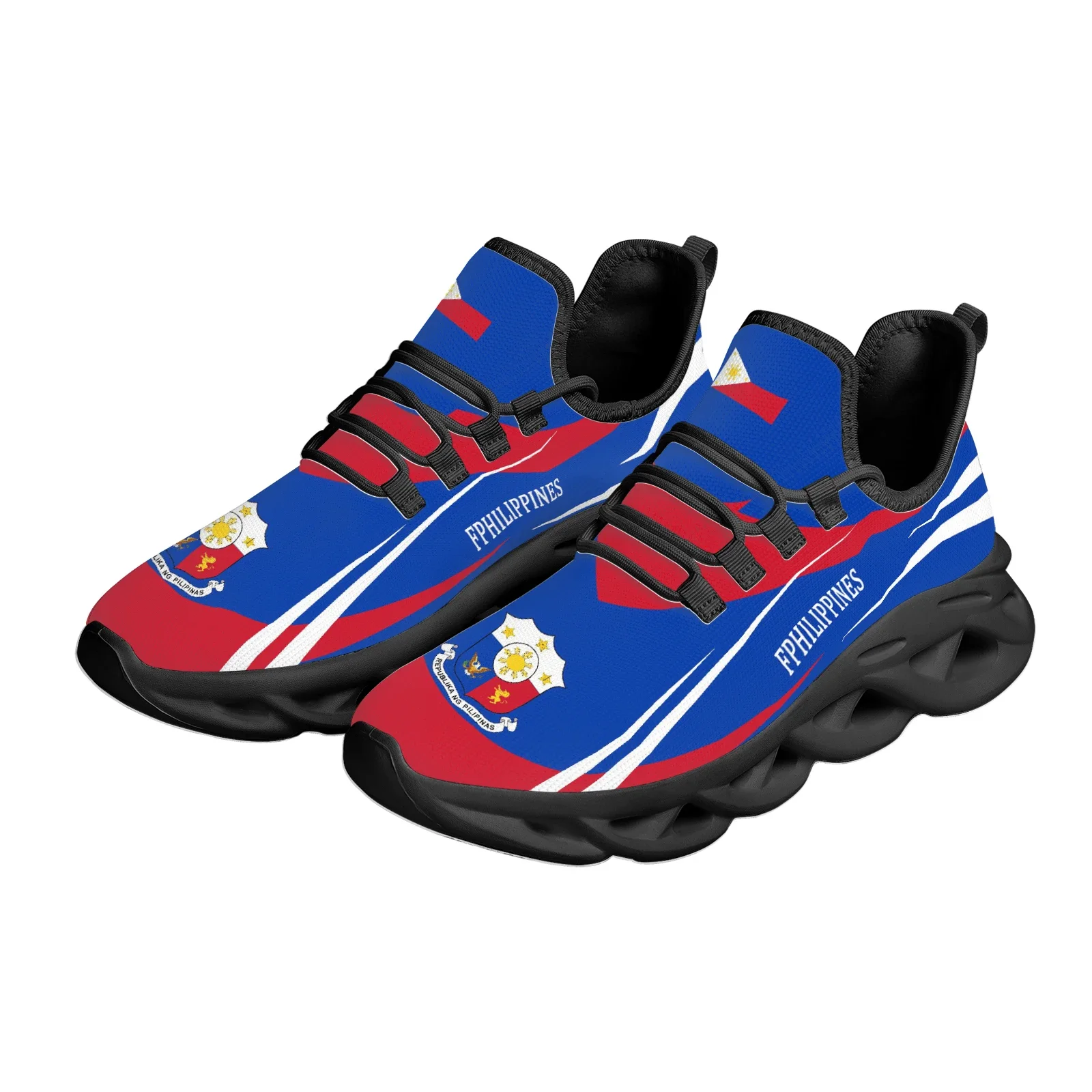 Blue Philippine Flag National Emblem Design Lightweight Breathable Knitting Thread Platform Basketball Shoes