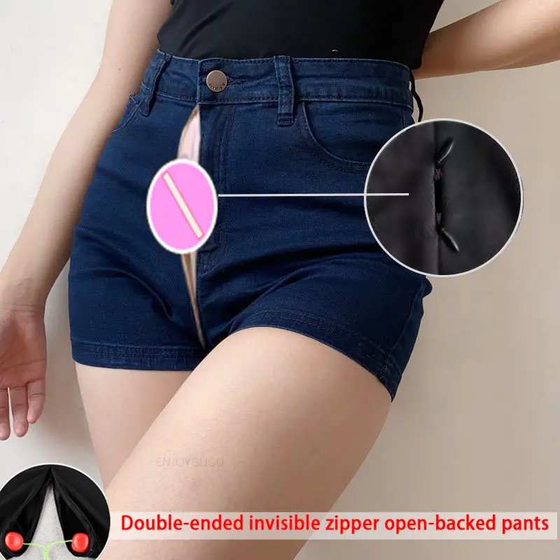 High Waist Jeans Women Slim Slim Elastic Casual Shorts Women Joker Crotch Shorts Women Bag Hip Sexy Pants Outdoor Sex Quick Pant