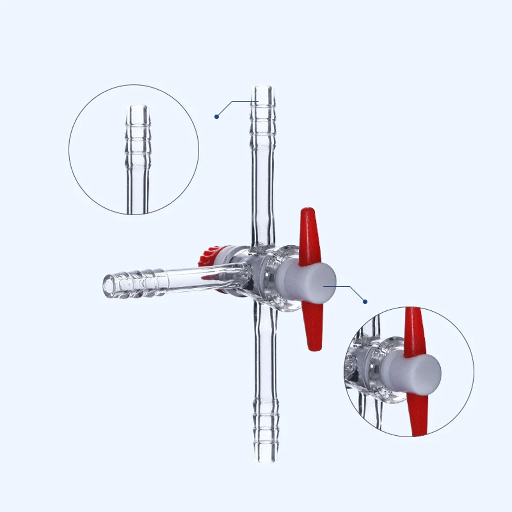 2.5/4/6/8mm Tube 7/10/13mm Hose Barb Straight Tee Boro. Glass Vacuum Piston Valve Faucet Tap Lab Glassare Chemical Experiment