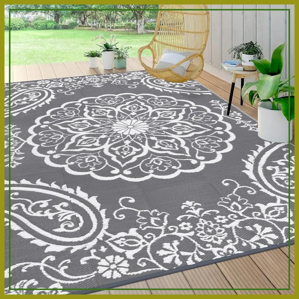 

Waterproof Outdoor Rug 9x12, Reversible Plastic Straw Patio Camping Mat, Indoor Outdoor Carpet for Deck Camper Porch Balcony Backyard Picnic