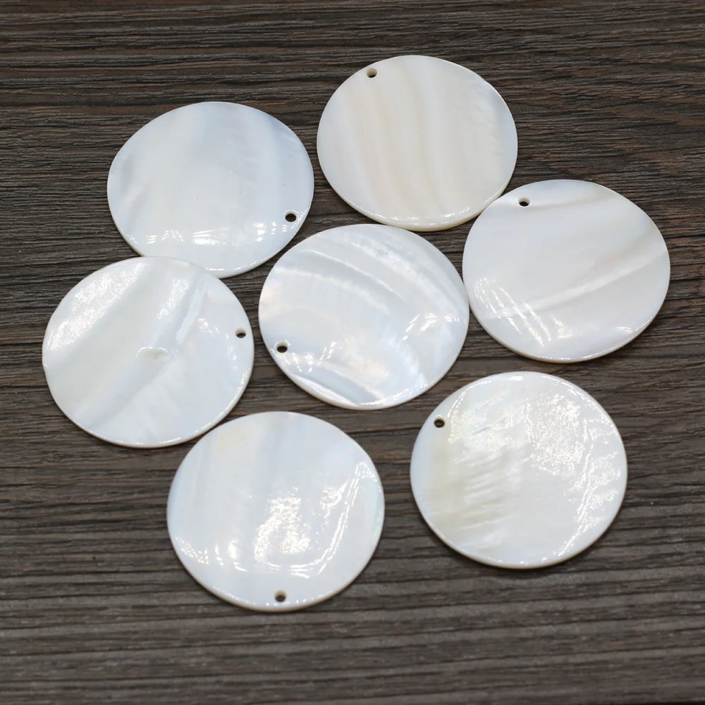 10pcs Natural Freshwater Shell White Round Pendant for Jewelry Making DIY Necklace Bracelet Accessories Women Gifts