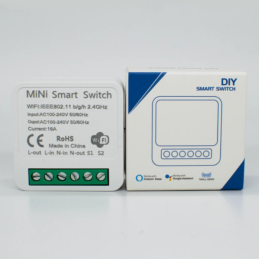 Tuya Mini 16A WiFi Switch Smart Life App 2 Way Control Smart Home Automation Module Interruptor Work for Alexa Google Home