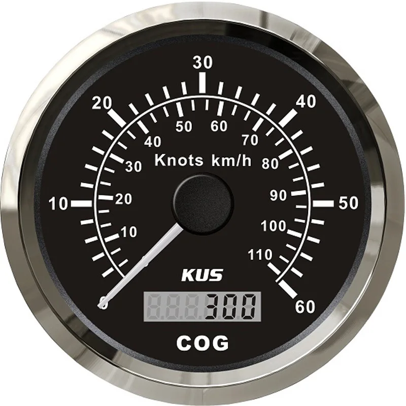 KUS Auto or Bus 85mm 0-110Km/H Black Speedometers Modified 0-60Knots Marine Speed Mileometers Gauges with Antenna Red Backlight