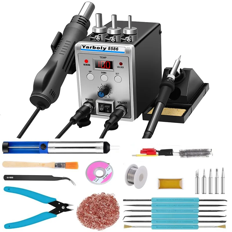 

8586 Welding Table, Hot Air Gun Electric Soldering Iron Two-in-one Digital Display Dismantling Welding Table