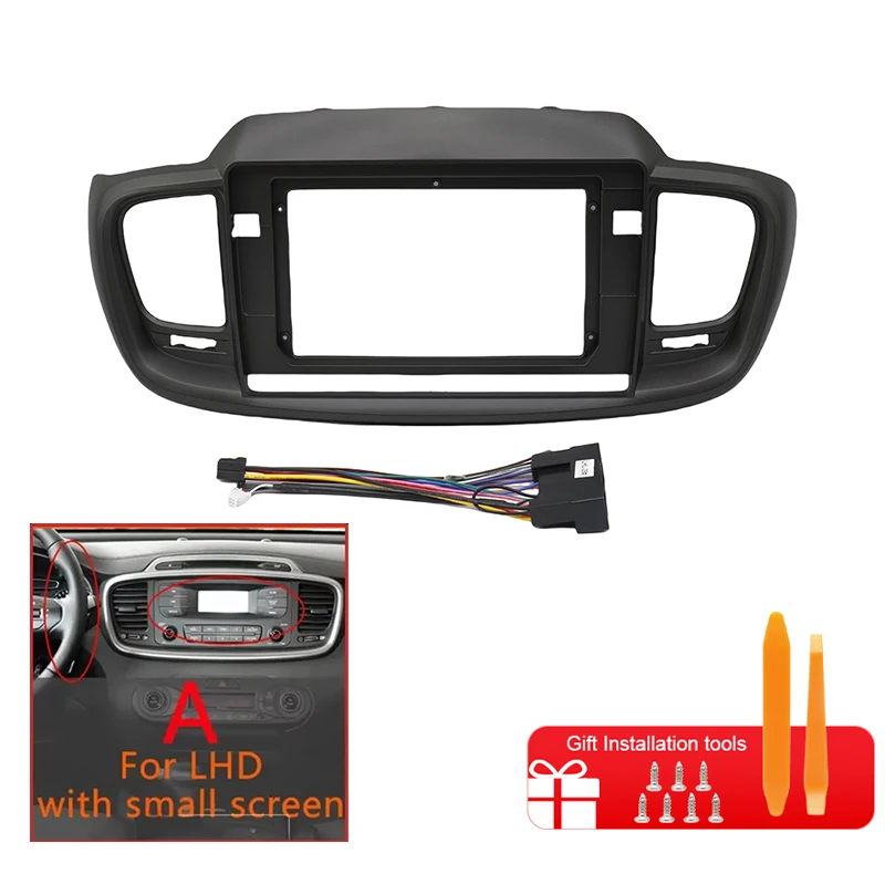 Car Radio Fascias Frame For Kia Sorento 3 Prime UM LHD 2014-2020 10 inch Stereo Panel Harness Wiring Cable Adapter